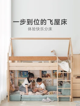 Детска къщичка на дърво от масивно дърво, полувысокая легло, замък, легло-пързалка, окачен шкаф, легло с парапет