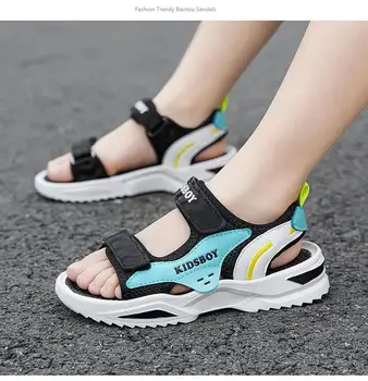 Детски летни окото ежедневни спортни сандали за момчета, нескользящие дишащи, леки плажни сандали големи размери на открито