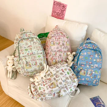 Детски училищни чанти Корейски раница за момичета, раница за начално училище, раница с голям капацитет, водоустойчив училище раница, чанта за книги Mochila 012