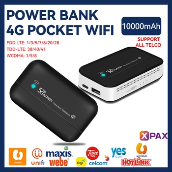 Джобен рутер MiFi 4G WiFi 150 Mbit/s Power Bank WIFI с точка за достъп 10000mAh PW100 със слот за сим-карта за безжична MiFi