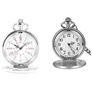 Джобни часовници от 2 теми от сплав сребро, колие, джобни часовници, A & B