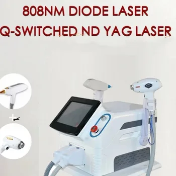Джобно 2-в-1 808 диодное лазерно перманентное епилация Q switch nd yag laser 1064 1320 нанометровое пикосекундное лазерно премахване на татуировки