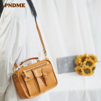 Дизайнерски органайзер, дамски чанти-месинджър от естествена кожа с множество джобове, за парти почивен ден, луксозни дамски малки чанти от естествена телешка кожа