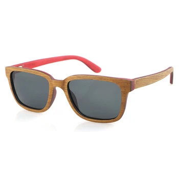 Директна доставка на Слънчеви очила в дървена рамка Поляризирани мъжки правоъгълни слънчеви очила от ламинирано дърво