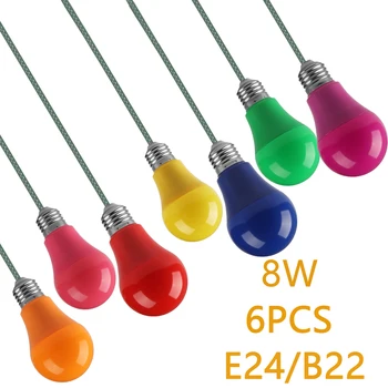 Директна продажба с фабрика led цветна лампа 6ШТ на базата на ампула E27 B22 8 W ac 100-240 В без трептене A60 светкавица за домашен декор