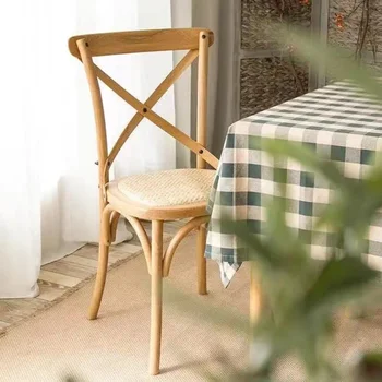 Дървен стол с облегалка на Стол от масивно дърво Френски ретро стол Домакински Икономичен дъбов стол Американски трапезария стол с вилочной на облегалката на стола