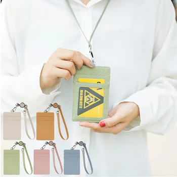 Държач за карти в японски стил, дамска бизнес чанта от телешка кожа, държач за фотокарточек, каишка за мъже, калъф за работниците и служителите от естествена кожа