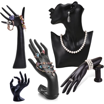 Елегантен органайзер за бижута с главата на манекена, бюста, поставка за демонстрация на ръцете на манекена за колиета, обеци, гривни и пръстени