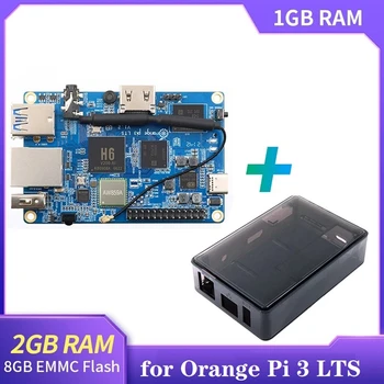 За Orange Pi 3 LTS + ABS Черен Калъф Allwinner H6 Четириядрен 2 GB + 8 GB EMMC Flash HD + WIFI + BT5.0 Такса за разработване на софтуер с отворен код