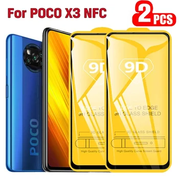 За POCO X3 2 ЕЛЕМЕНТА 9D Изогнутое Закалено Стъкло За Xiaomi POCO X3 NFC F1 F2 PRO Redmi Note 9 PRO MAX 7 8 Защитно Фолио е с пълно покритие