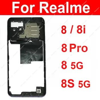 За Realme 8и 8 Pro 8S 8 4G 5G средната рамка на корпуса рамка средната рамка на кутията с страничния бутон Ремонт на капака на обектива на камерата