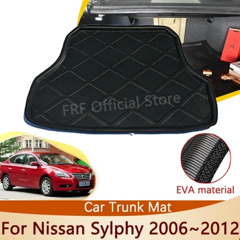Задни Подложка за багажник за Nissan Almera Bluebird Sylphy G11 2006 ~ 2012 2007 Аксесоари Етаж Тава Непромокаема Подложка Товарен Багажник Килим 1x