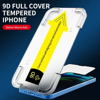 Закалено Стъкло 9D С пълно Покритие За iphone 14 13 12 11 15 Pro Max осигурява Надеждно Закрепване на Защитно фолио за iPhone XR XS MAX 15 Glass