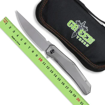Зелен трън 1507S Тактика, Носещи Флипер Сгъваем Нож D2 Острието Дръжката е От Титанова Сплав Къмпинг Открит Плодове и Практични, EDC Инструменти
