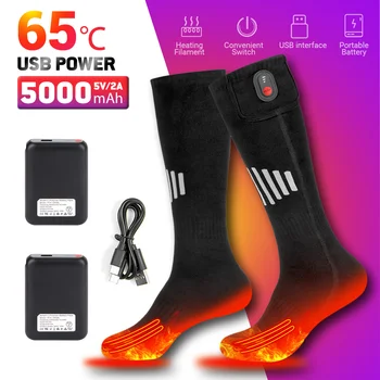Зимни чорапи с отопление, акумулаторни термоноски 5000 mah, мъжки и женски електрически чорапи с топъл басейн, топли чорапи за ски, туризъм