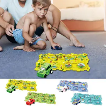 Игра комплект за деца, развивающий играчка кола, строителен песен, игри набор, за многократна употреба строителни състезателни писти, играчки за 3-годишно дете
