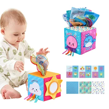 Играчки Монтесори, дърпане за себе си магическа кутия за салфетки, играчки за бебета 6-12 месеца, момче, момиче, в началото на развитието, сензорни играчки, детски игри