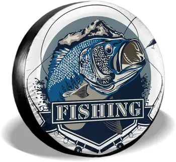 Калъф за Резервна гума Bass Fish Jump Bass Риболов, Лов и Къмпинг Защита на Колелата От Атмосферни Влияния Калъф за Гуми от Полиестер за Всички Автомобили