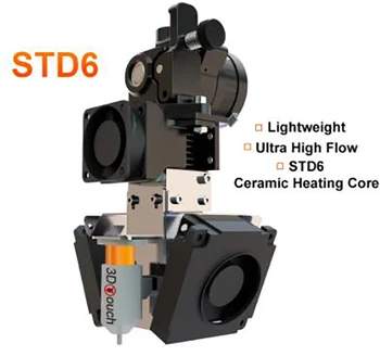 Керамичен Нагревателен жило STD6 Максимален непрекъснат поток до 95 мм3/с Екструдер с директно задвижване STD6 Hotend 3D Принтер CHC