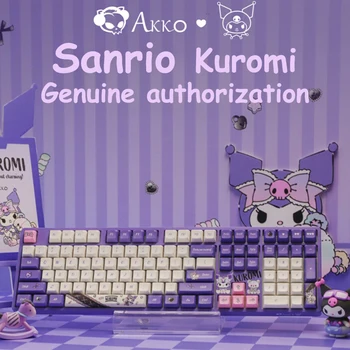 Клавиатура Sanrio Kawaii Kuromi, скъпа мультяшная детска механична клавиатура, RGB безжична Bluetooth клавиатура в стил момиче, подарък за рожден ден