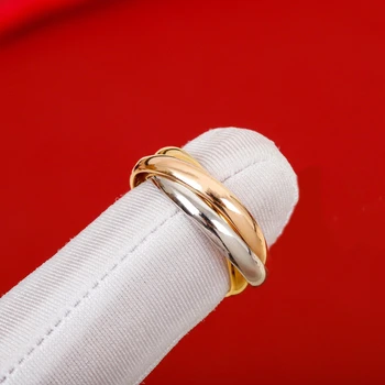 Класически пръстен от три халки от сребро 925 проба, трикольор пръстен с намотка, мъжки и дамски модни марки луксозни бижута, годежен пръстен, подарък