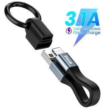 Ключодържател Мини лаптоп USB кабел за трансфер на данни за iPhone 3A Бързо зареждане Type C USB Micro C-Къс кабел кабел за Xiaomi Huawei Poco