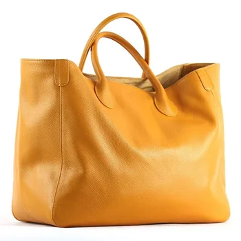 Кожена чанта с голям капацитет в европейския и американския стил, нова преносима чанта от телешка кожа на първия слой, модни дамски