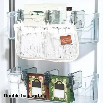 Количка-органайзер, практичен двоен джоб, без мирис, окачен мрежест торбичка за хола с кука за кухни