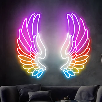 Колоритните криле на Ангели, Неонова реклама Потребителски бизнес лого за салон за красота Декоративен led лампа за спалня Декорация на стени у дома Неон