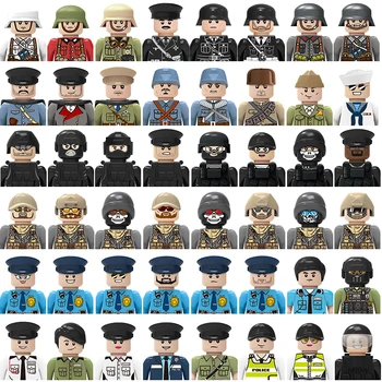 Комплект фигурки от градивните елементи на войници от Втората световна война, един полицай от специалните сили, играчка по заетостта за подаръци на децата