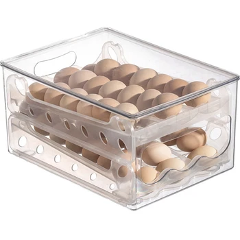 Контейнер за яйца с 36 мрежи, прозрачен пластмасов органайзер за яйца, кухненски кутия за съхранение в хладилник