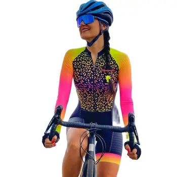 Костюм за Триатлон Жена С Дълги Ръкави Велосипеден Гащеризон Мтб Велосипедна Облекло едно Парче Гащеризон Macaquinho Ciclismo Feminino