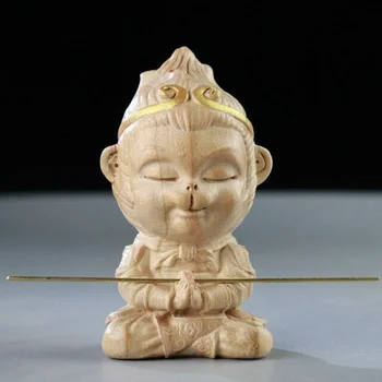 Кралят на дървена маймуна, творчески мультяшные украса, дърворезба, занаяти, статуя на Буда, аксесоари за украса на колата
