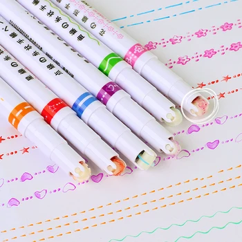 Креативен 6 цвята, извити хайлайтер, кавайные връхчета с цветове, дръжки за дневник, декор за notepad, корейски, канцеларски материали, ученически пособия