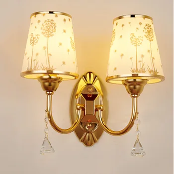 Креативен стенен лампа за спални със златен led, модерна всекидневна, проход, хотелска инженерство, двуглавия стъклена лампа, монтиран на стената лампа