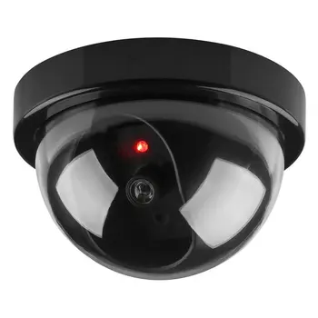 Креативна черна пластмасова куполна камера за видеонаблюдение, мигащи led светлини, фалшива камера, задвижвани от батерии тип AA, система за наблюдение на сигурността