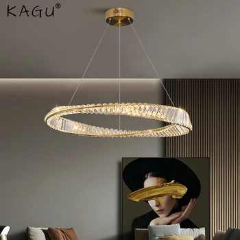 Кристален модерна led полилей, висящ лампа с дистанционно управление за хол, трапезария, кухня, спалня, окачена лампа златен дизайн