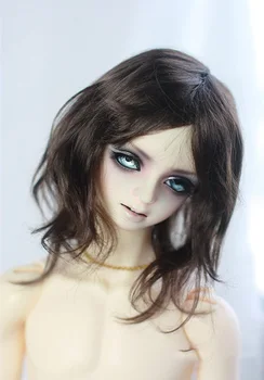 Куклен перука BJD подходящ за 1-3 1-4 дядюшек, имитация на мохера, черни аксесоари за кукли с меки дълга коса до раменете