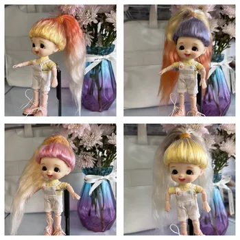 Куклени перуки Bjd 1/8 OB11Wigs ръчно изработени, модерен цветна перука за момичета, Bjd косата със собствените си ръце за аксесоари Ob11 Bjd