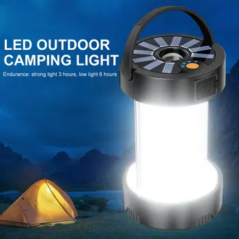 Лампа за къмпинг, външно слънчево аварийно осветление, мултифункционална лампа за палатка, преносими лампи, USB акумулаторна фенерче