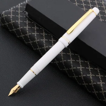 луксозен висок Клас класически пластмасов накрайник EF, бяла златна писалка, офис студентски чернильная дръжка, канцеларски материали