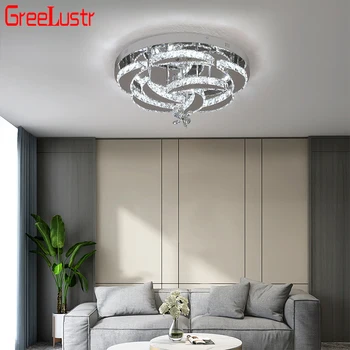 Луксозен кристален led таван полилеи, лампи за дневна, модерни висящи лампи Luminária с дистанционно управление 56 W