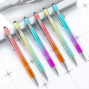 Луксозна писалка с докосване на екрана наклон на цвят, метална химикалка писалка с двойна употреба, офис химикалки, ученически канцеларски материали