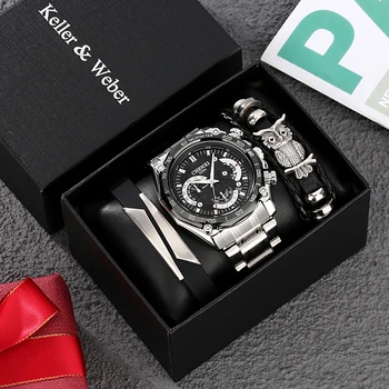 Луксозни мъжки часовник с календар, модерна гривна, часовник, определени подарък, подаръци за рожден ден, годишнина, за приятел, баща, relógio masculino