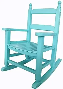 Люлеещ се стол-K081WT Здрава бяла Детска дървена люлеещ се стол на верандата/Улично люлеещ се стол -на закрито или на открито -Подходящ за 3-7 години