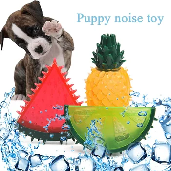 Лятна играчка за домашни любимци с впръскване на вода, която създава звук, креативна играчка за кучета във формата на плодове, устойчиви на укусам, играчка за нарязване на зъби, играчки за домашни любимци