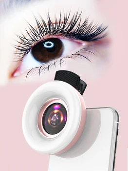 Макро обектив за Мобилен Телефон 15X Fill Light Ring Selfie Live Lamp Обектива на Камерата с Led Универсална Светкавица Преносим Светлинен Скоба За Смартфон