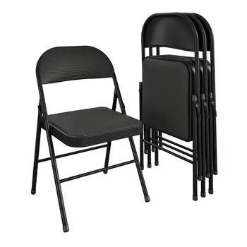Мек сгъваем стол, черен, 4 бр.