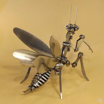 Механично насекомото богомолка от неръждаема стомана, събрана със собствените си ръце модел, играчка ръководство за монтаж за деца и възрастни - готов продукт