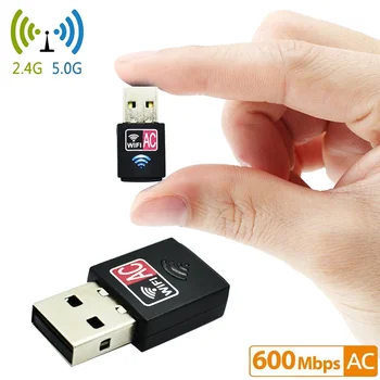 Мини безжичен USB адаптер AC600M -двойна лента 2,4 G/5G - Високоскоростен Wi-Fi